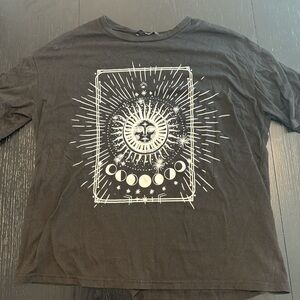 Black Graphic Moon & Sun Tarot Oversized T-Shirt